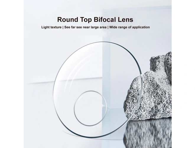 Especificación de lentes graduadas con recubrimiento AR de 1.56, parte superior redonda, en lente Photogray/Marrón.