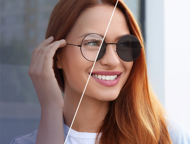 Especificación de lentes oftálmicas fotocromáticas Spin de policarbonato PC 1.59, progresivas multifocales, con recubrimiento HMC.
